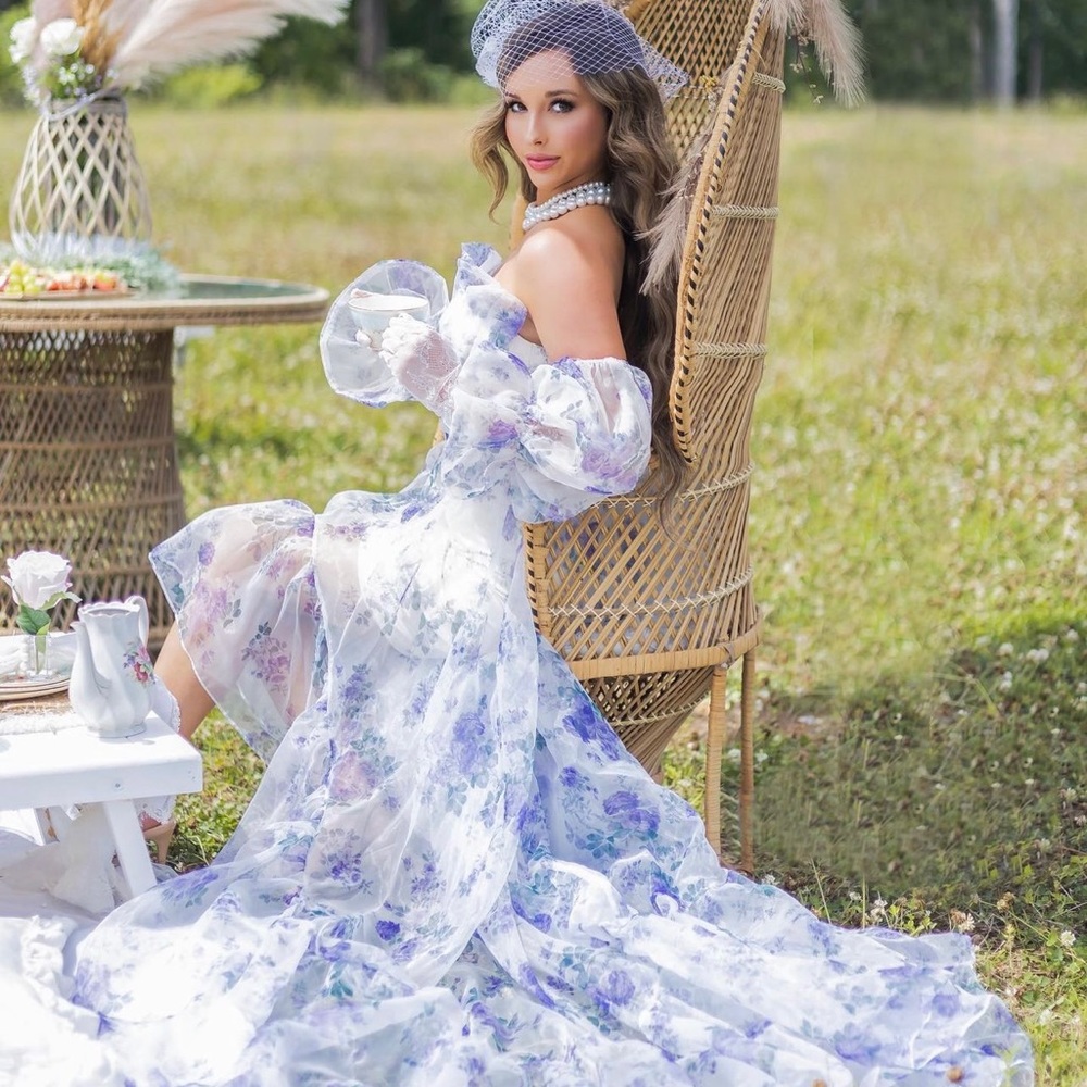 Chic Strapless Off the Shoulder Floral Printed dress